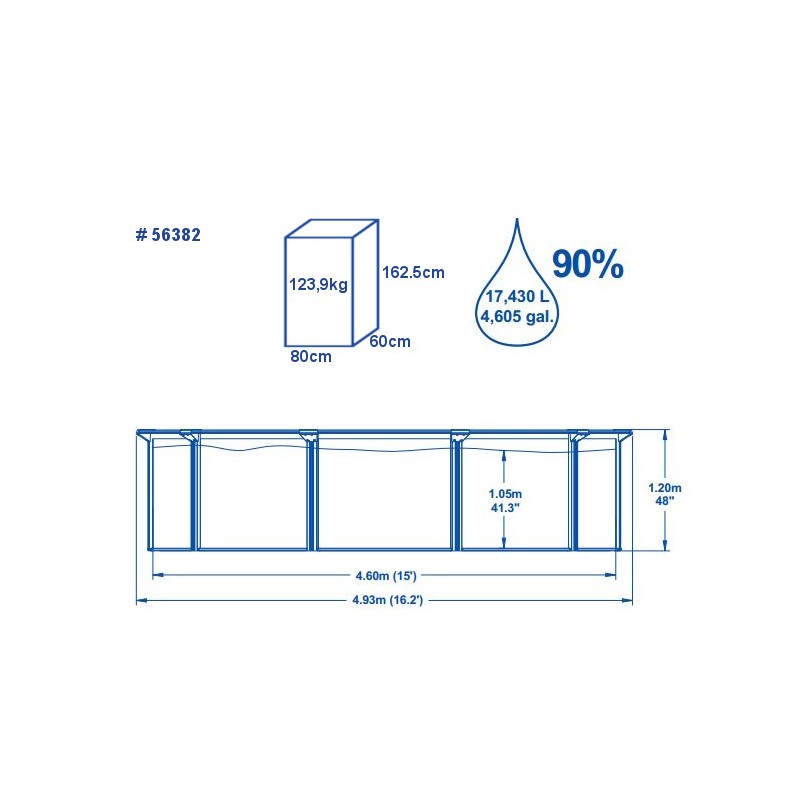 Стальной бассейн Bestway 56382 BW, Hydrium Pool Set 460х120см, 17430л, фильтр-насос, лестница, подстилка фото 3
